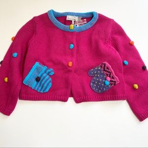 Catimini girls pink mitten pocket cardigan sweater